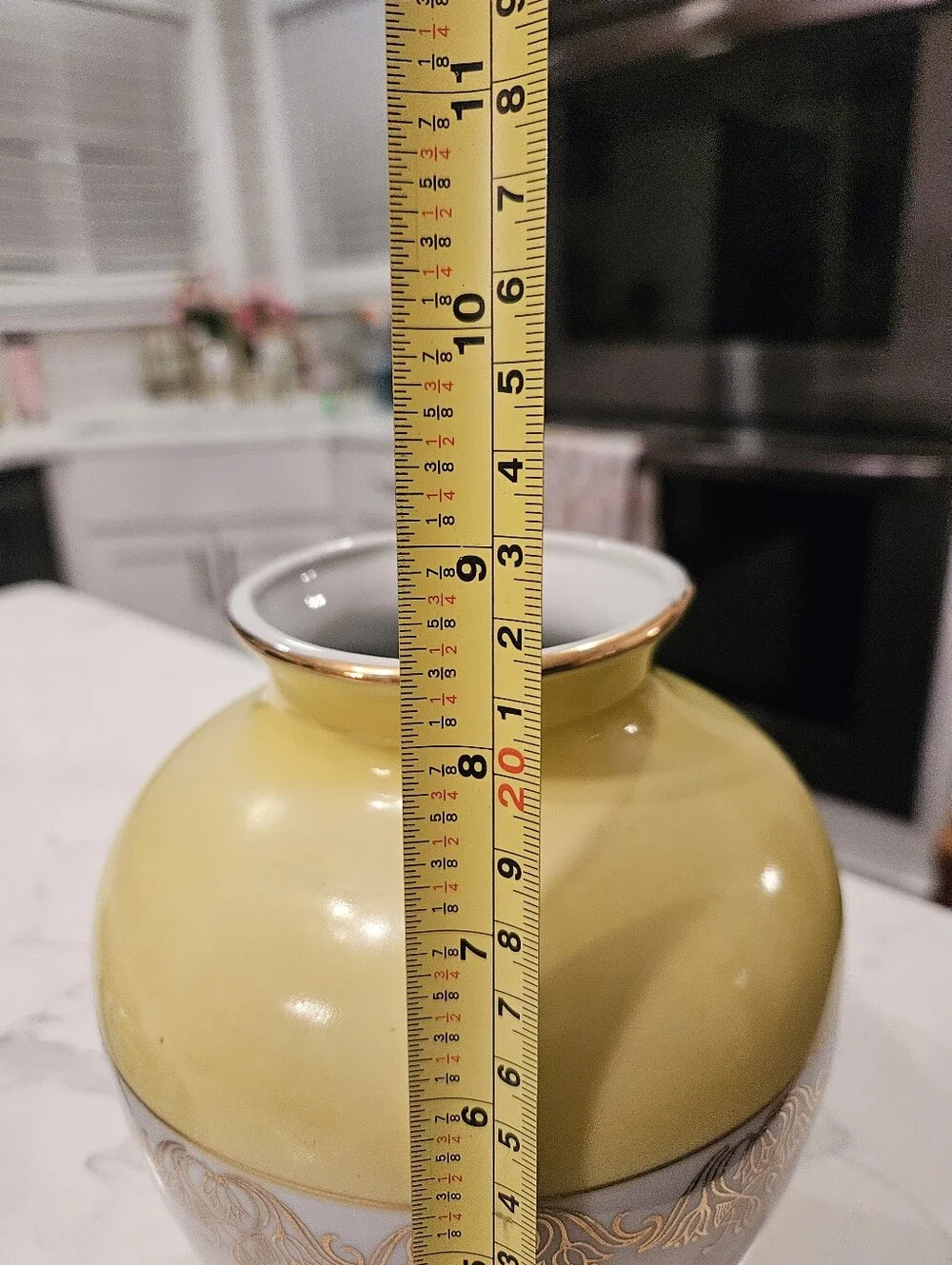 Vintage Chodziez Porcelain Vase Yellow Gold